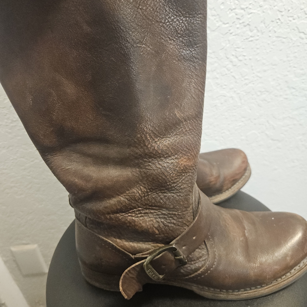 Frye Veronica Slouch Tall Dark Brown Leather Boots